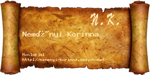 Neményi Korinna névjegykártya